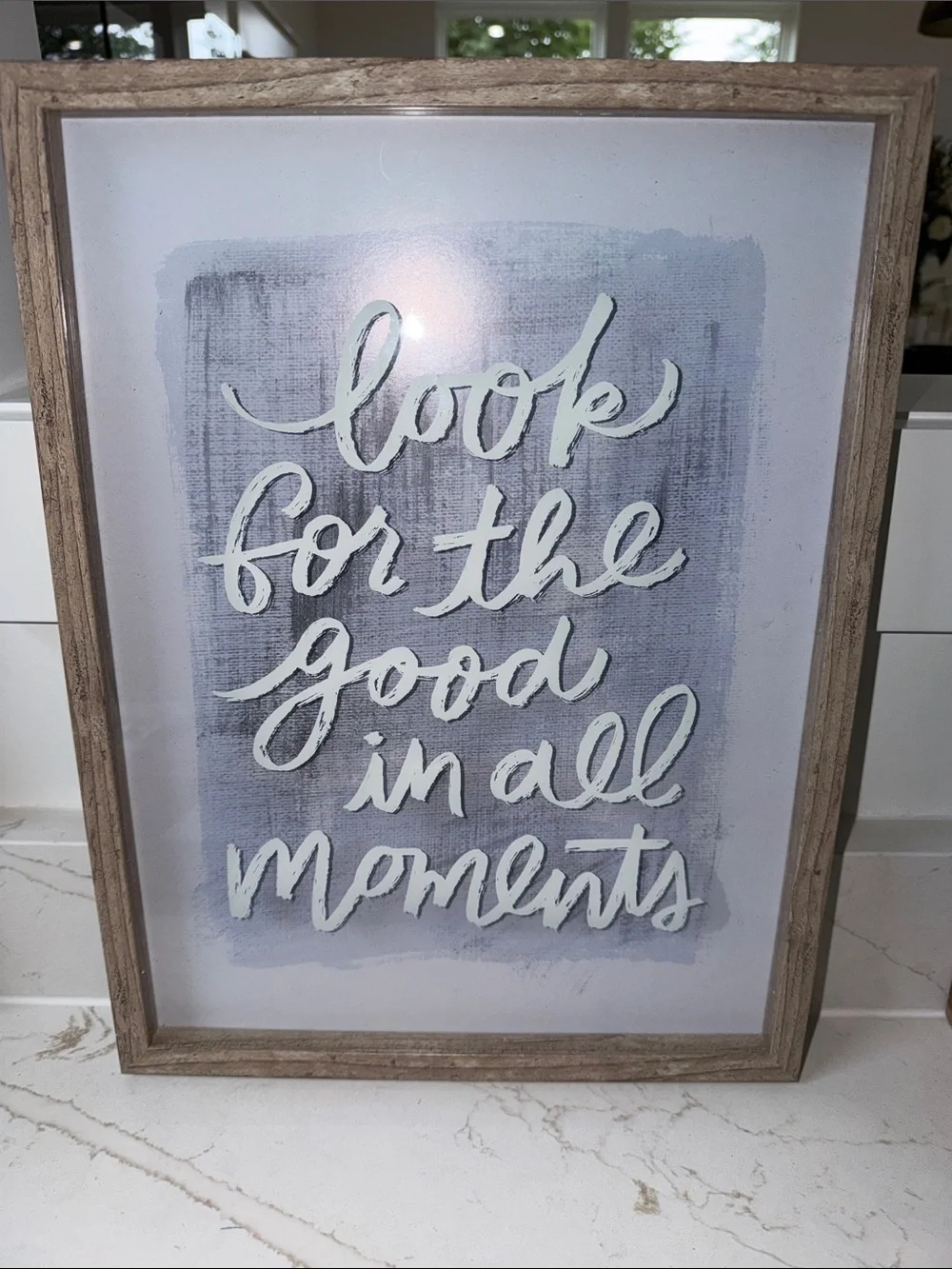 Look for the Good in All Moments Framed Wall Art - White & blue
